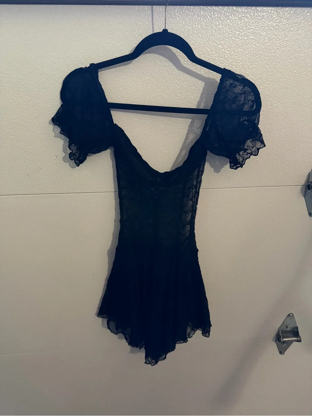 Sheer Black Lace Dress with shorts  - Women's